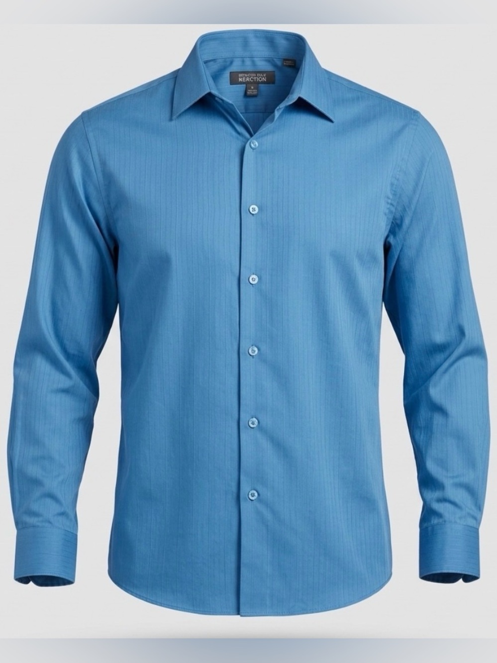 Kenneth Cole Reaction Men's Dress Shirt Long Sleeve Blue Tonal Stripe Size L